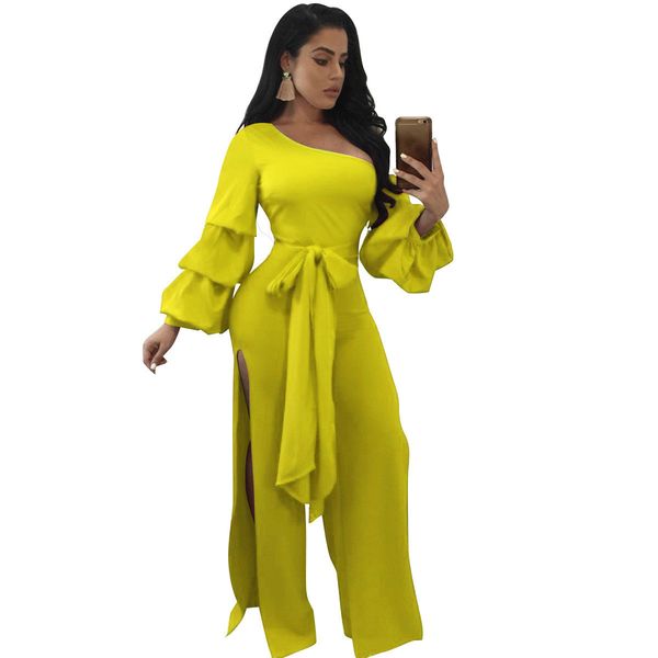 autumn arrival slim-fit double-sided split lantern sleeves jumpsuit skew collar with waist belt yellow red black blue 210416, Black;white
autumn arrival slim-fit double-sided split lantern sleeves jumpsuit skew collar with waist belt yellow red black blue 210416, Black;white