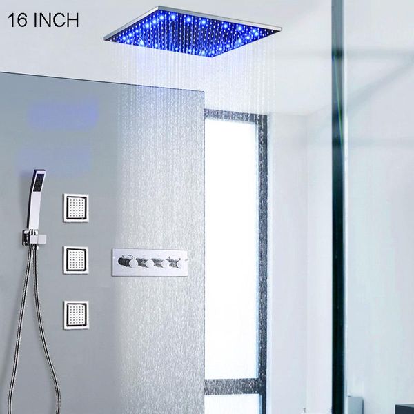inch shower faucets set ceiling mounted rainfall head led bathroom cold 3 ways diverter valve body jets massage sets
inch shower faucets set ceiling mounted rainfall head led bathroom cold 3 ways diverter valve body jets massage sets