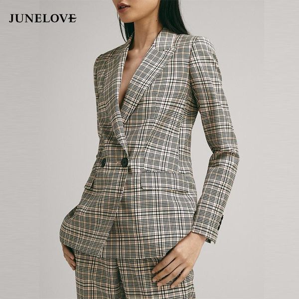 women's suits & blazers junelove 2021 women winter long sleeve blazer plaid single button casual female fashion packets formal ladies o, White;black
women's suits & blazers junelove 2021 women winter long sleeve blazer plaid single button casual female fashion packets formal ladies o, White;black