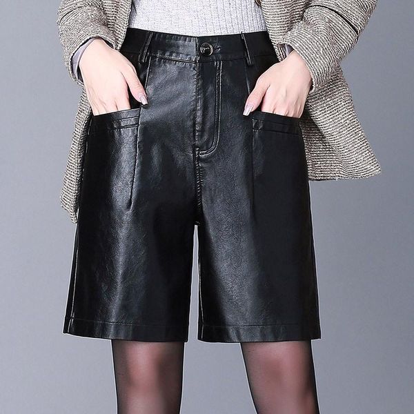 leather shorts women 2021 korean style autumn winter high waist all-match bf wide leg five-point casual slim fit women's, White;black
leather shorts women 2021 korean style autumn winter high waist all-match bf wide leg five-point casual slim fit women's, White;black