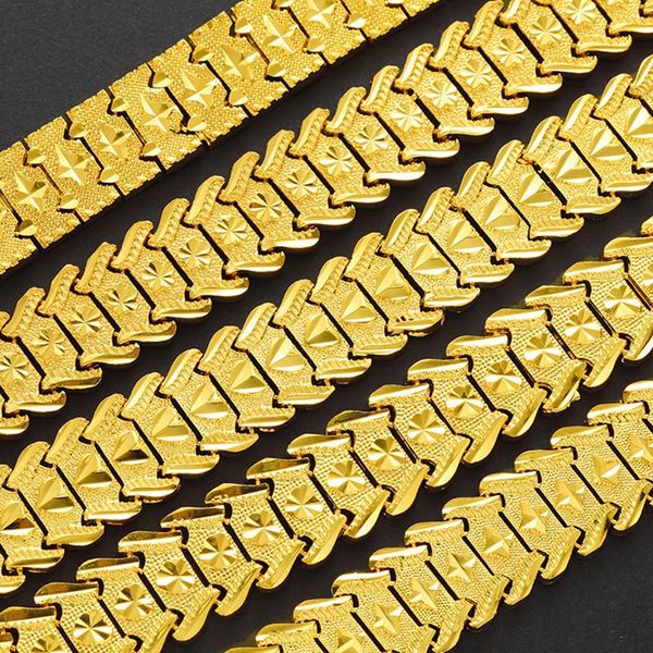 link, chain wide watch wrist bracelet yellow gold filled for men women 7.48", Black
link, chain wide watch wrist bracelet yellow gold filled for men women 7.48", Black