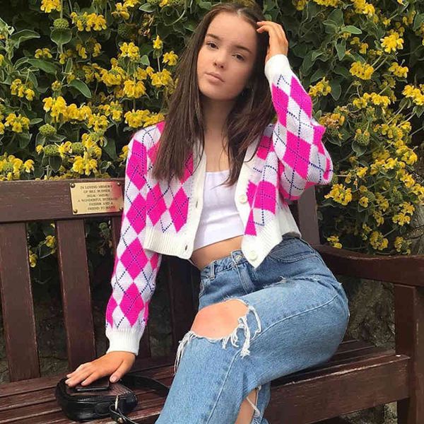 argyle cardigans sweater women fashion vintage cardigan jumper autumn winter streetwear casual sweater jumper 210415, White;black
argyle cardigans sweater women fashion vintage cardigan jumper autumn winter streetwear casual sweater jumper 210415, White;black