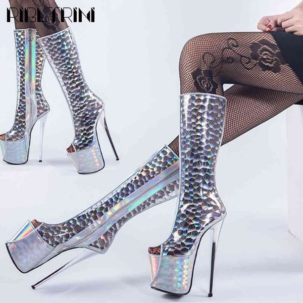 sandals party cool metallic platform shoes ins fashion mid-calf summer women extrem high heels sandals, Black 
sandals party cool metallic platform shoes ins fashion mid-calf summer women extrem high heels sandals, Black