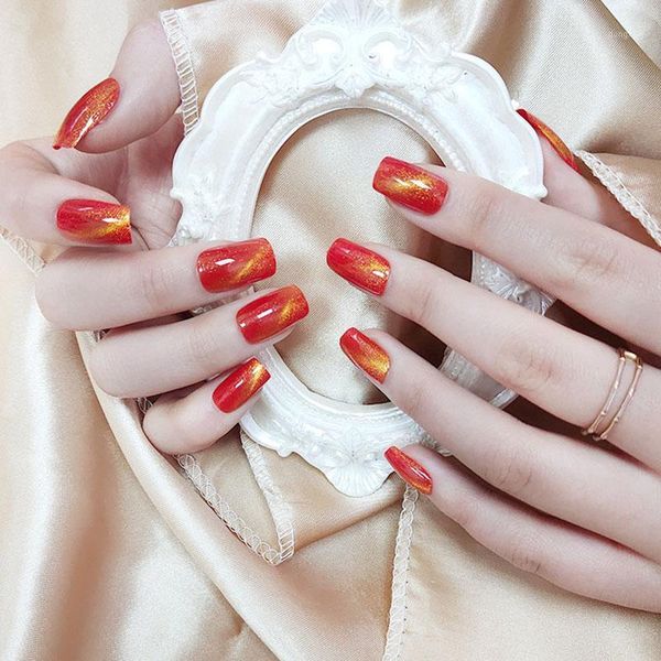 24pcs cat eye nail wear long paragraph fashion manicure patch false nails save time wearable tn1, Red;gold
24pcs cat eye nail wear long paragraph fashion manicure patch false nails save time wearable tn1, Red;gold