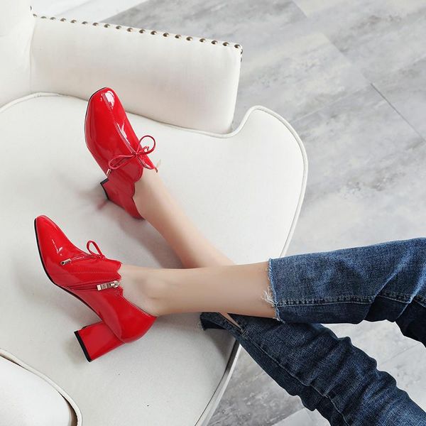bowtie zipper office shoes women square toe ruffles block heels pumps patent pu plus size good quality autumn lady dress, Black
bowtie zipper office shoes women square toe ruffles block heels pumps patent pu plus size good quality autumn lady dress, Black