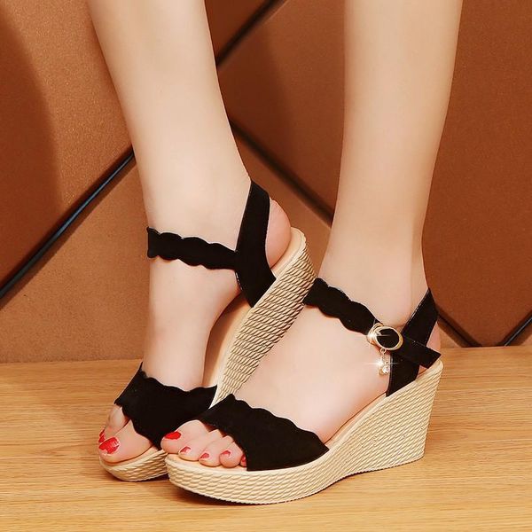 summer sandals women shoes woman high heel wedge platform flock buckle strap beach women's dress, Black
summer sandals women shoes woman high heel wedge platform flock buckle strap beach women's dress, Black