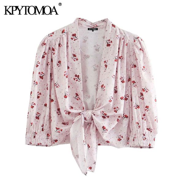 women fashion with bow tied floral print cropped blouses vintage three quarter sleeve female shirts chic 210416, White
women fashion with bow tied floral print cropped blouses vintage three quarter sleeve female shirts chic 210416, White