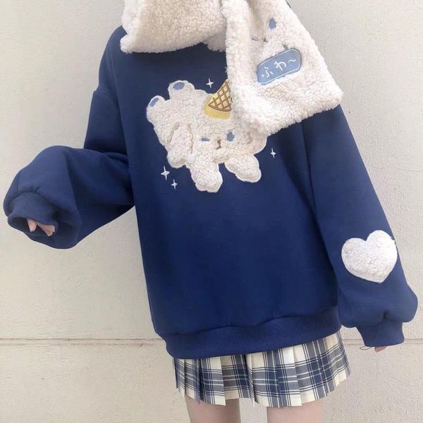 women's hoodies & sweatshirts qweek kawaii hoodie women embroidery crewneck sweatshirt korean style winter 2021 fashion long sleeve cut, Black
women's hoodies & sweatshirts qweek kawaii hoodie women embroidery crewneck sweatshirt korean style winter 2021 fashion long sleeve cut, Black