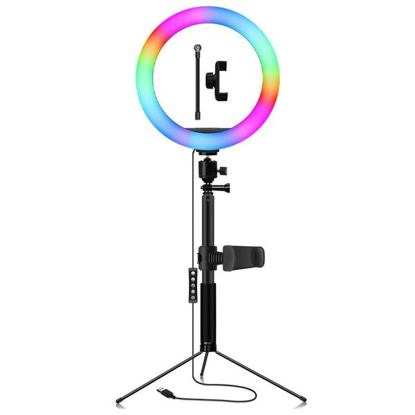 10" selfie rgb led light with tripod stand cellphone holder dimmable set for live stream pography flash heads
10" selfie rgb led light with tripod stand cellphone holder dimmable set for live stream pography flash heads