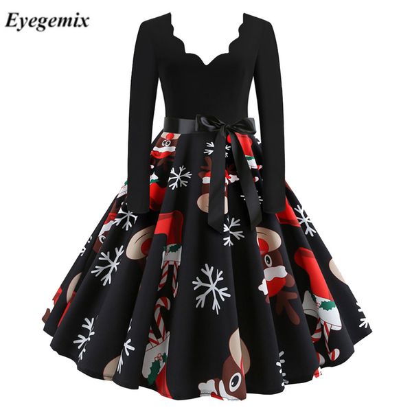 black big swing print vintage christmas dress robe women winter casual long sleeve v neck new year party dress plus size, Black;gray
black big swing print vintage christmas dress robe women winter casual long sleeve v neck new year party dress plus size, Black;gray