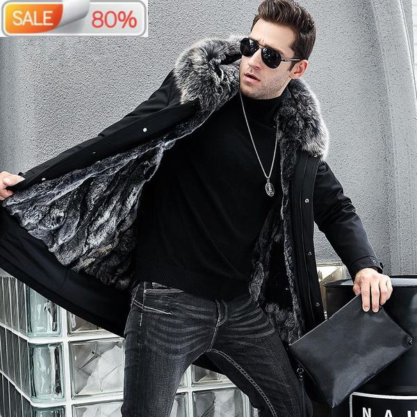 men's leather & faux real parka winter jacket men natural rex liner long coat fur collar parkas hombre a14 b22733, Black
men's leather & faux real parka winter jacket men natural rex liner long coat fur collar parkas hombre a14 b22733, Black