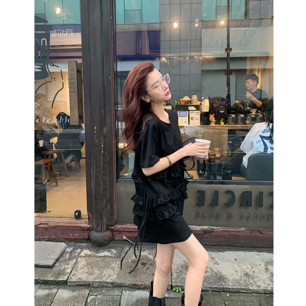 warming /heart temperament ruffle t-shirt drs female 2021 summer loose thin short sleeve black skirt, Black;gray
warming /heart temperament ruffle t-shirt drs female 2021 summer loose thin short sleeve black skirt, Black;gray