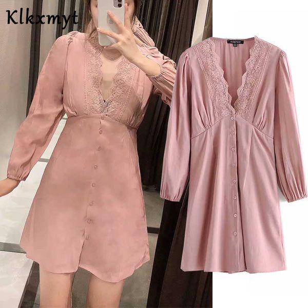 klkxmyt za dress women chic fashion lace splicing mini vintage long sleeve v neck female es vestidos mujer 210527, Black;gray
klkxmyt za dress women chic fashion lace splicing mini vintage long sleeve v neck female es vestidos mujer 210527, Black;gray