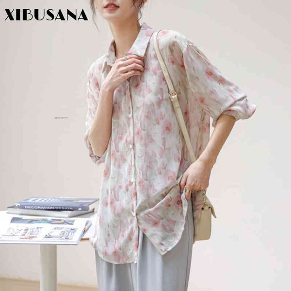 turn down collar loose blouses summer long sleeve sun protection clothes female floral printed single-breated blusas 210423, White
turn down collar loose blouses summer long sleeve sun protection clothes female floral printed single-breated blusas 210423, White