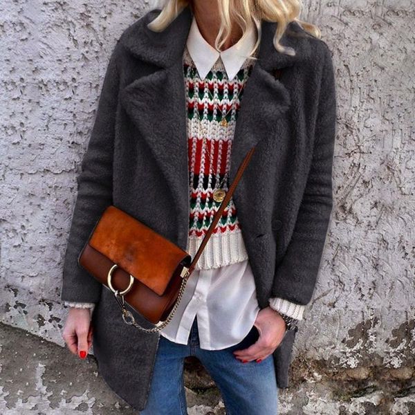 women's jackets fashion casual autumn and winter warm jacket female turn collar long-sleeved coat coats, Black;brown
women's jackets fashion casual autumn and winter warm jacket female turn collar long-sleeved coat coats, Black;brown