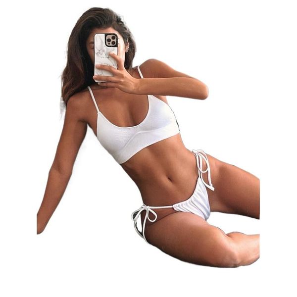 women's swimwear highcut push up string 2 piece swimsuit white, White;black 
women's swimwear highcut push up string 2 piece swimsuit white, White;black