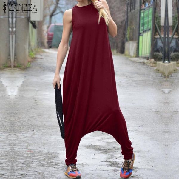 women's jumpsuits & rompers 2021 zanzea drop crotch summer sleeveless overalls casual pants female playsuits plus size lace up, Black;white 
women's jumpsuits & rompers 2021 zanzea drop crotch summer sleeveless overalls casual pants female playsuits plus size lace up, Black;white