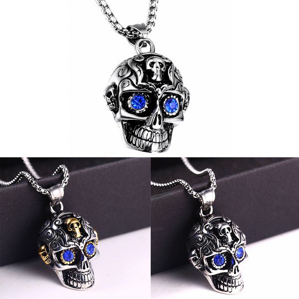 vintage men's stainless steel pendant necklace gothic crystal eyes skull punk rock hip hop with 60cm rolo chain, Silver
vintage men's stainless steel pendant necklace gothic crystal eyes skull punk rock hip hop with 60cm rolo chain, Silver
