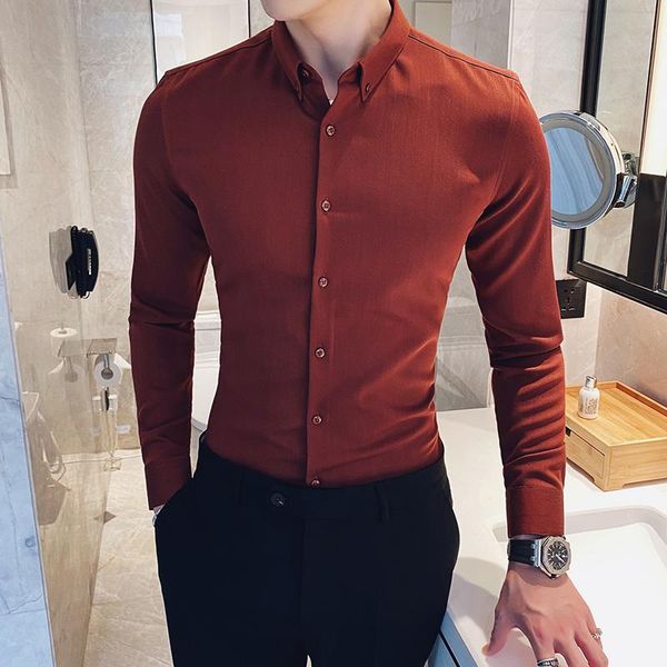 men's casual shirts fashion red wrinkle-resistant business turn-down collar solid slim fit male social shirt, White;black
men's casual shirts fashion red wrinkle-resistant business turn-down collar solid slim fit male social shirt, White;black