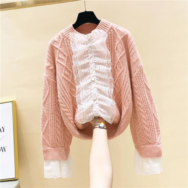 women's sweaters pullover thick loose lazy wind lace stitching horn sleeve sweater temperament knitted shirt women clothing winter muje, White;black
women's sweaters pullover thick loose lazy wind lace stitching horn sleeve sweater temperament knitted shirt women clothing winter muje, White;black