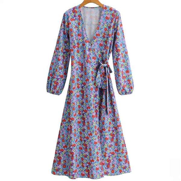 women summer vintage print dress v-neck long sleeve side bow tie warp female elegant knee-length dresses clothing vestidos 210513, Black;gray 
women summer vintage print dress v-neck long sleeve side bow tie warp female elegant knee-length dresses clothing vestidos 210513, Black;gray