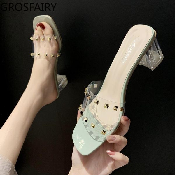 slippers women's sandals 2021 summer crystal transparent rivet breathable fashion shoes female high heels, Black
slippers women's sandals 2021 summer crystal transparent rivet breathable fashion shoes female high heels, Black