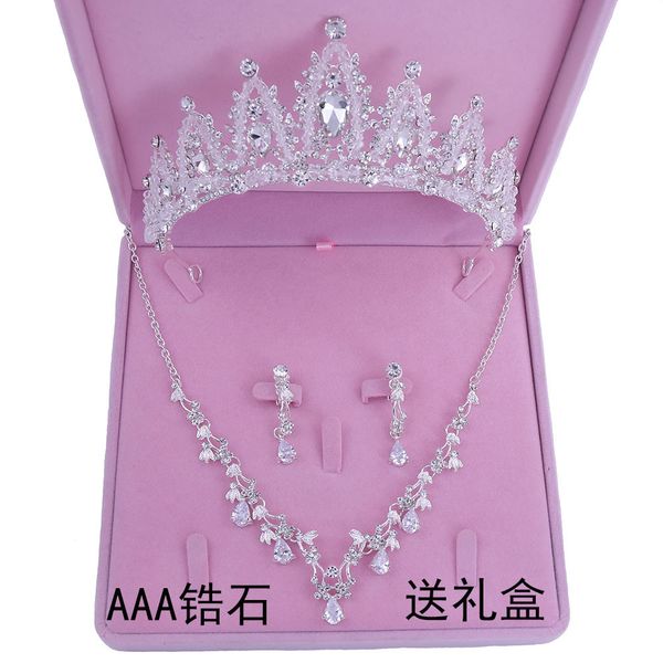 s1016 korean bridal jewelry set alloy rhine-stone string handmade crown zircon necklace bridal three piece set, Silver
s1016 korean bridal jewelry set alloy rhine-stone string handmade crown zircon necklace bridal three piece set, Silver