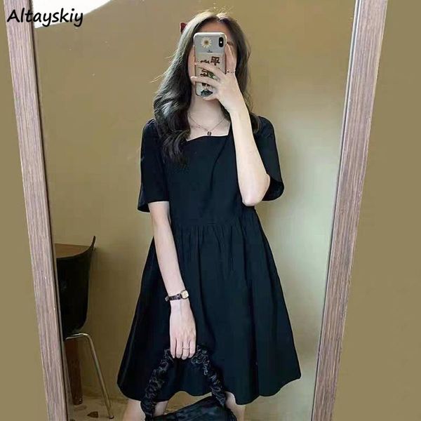 women above knee dress black oversize short sleeve simple all-match korean style trendy 2021 est young girls leisure casual dresses, Black;gray
women above knee dress black oversize short sleeve simple all-match korean style trendy 2021 est young girls leisure casual dresses, Black;gray
