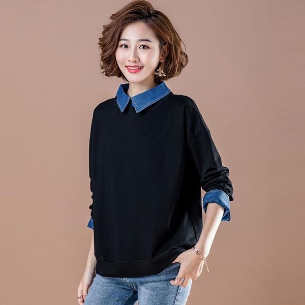women's hoodies & sweatshirts plus size women casual sweatshirt 2021 autumn simple style turn-down collar fake 2 piece female long slee, Black
women's hoodies & sweatshirts plus size women casual sweatshirt 2021 autumn simple style turn-down collar fake 2 piece female long slee, Black