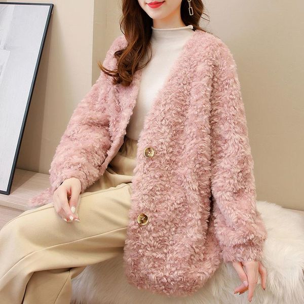 women's fur & faux women fashion elegant natural sheep shearling jacket female v neck real wool outerwear ladies solid casual coats x68, Black
women's fur & faux women fashion elegant natural sheep shearling jacket female v neck real wool outerwear ladies solid casual coats x68, Black