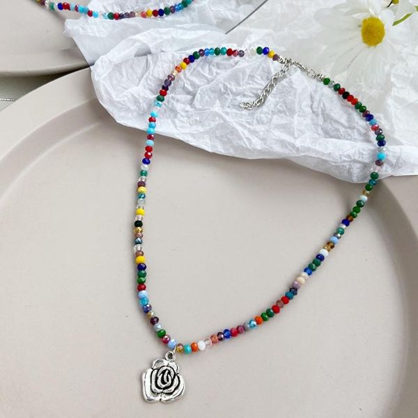 pendant necklaces sweet trendy rose flower rice bead necklace gift simple jewelry for women, Silver
pendant necklaces sweet trendy rose flower rice bead necklace gift simple jewelry for women, Silver