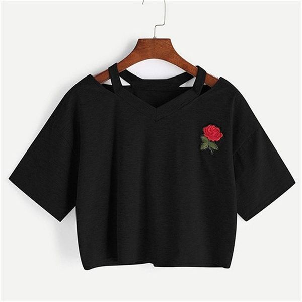 women's t-shirt strap v-neck crop women rose print summer tees for girl fashion casual camisole feminino mujer, White
women's t-shirt strap v-neck crop women rose print summer tees for girl fashion casual camisole feminino mujer, White
