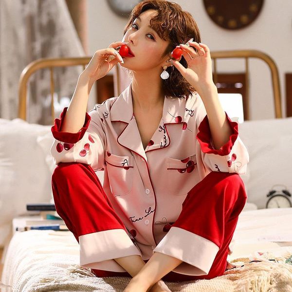 autumn winter women sleepwear home wear long sleeve cotton casual sleep set 2pcs nightwear pajamas robes pyjamas suit cute homewear, Black;red
autumn winter women sleepwear home wear long sleeve cotton casual sleep set 2pcs nightwear pajamas robes pyjamas suit cute homewear, Black;red