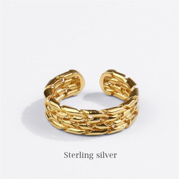 cluster rings sole memory braided chain cute punk 925 sterling silver female resizable opening sri862, Golden;silver 
cluster rings sole memory braided chain cute punk 925 sterling silver female resizable opening sri862, Golden;silver