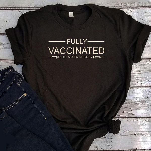 women's t-shirt fully vaccinated still not a hugger shirt graphic tees women streetwear vaccine aesthetic clothing cool, White
women's t-shirt fully vaccinated still not a hugger shirt graphic tees women streetwear vaccine aesthetic clothing cool, White