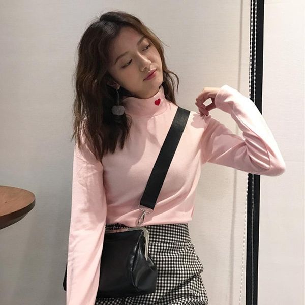 women's t-shirt ins turtleneck cute sweater women korean pullover 2021 autumn and winter heart-shaped embroidery warm base, White
women's t-shirt ins turtleneck cute sweater women korean pullover 2021 autumn and winter heart-shaped embroidery warm base, White