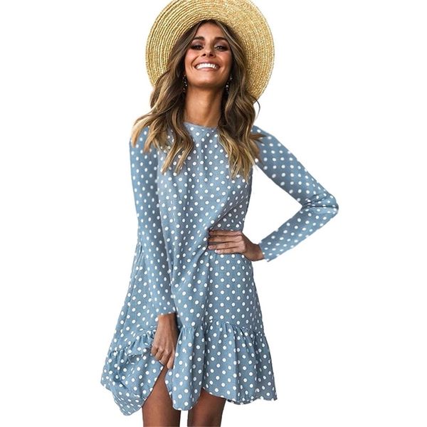 women autumn dress fashion polka dot chiffon dress long sleeve o neck ruffle female casual yellow dress retro vestido mujer 210522, Black;gray
women autumn dress fashion polka dot chiffon dress long sleeve o neck ruffle female casual yellow dress retro vestido mujer 210522, Black;gray