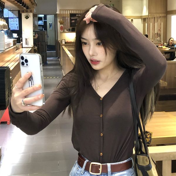 tees t-shirt autumn women's 2021 korean slim fit thin sunscreen cardigan v-neck temperament long sleeve t-shirt, White
tees t-shirt autumn women's 2021 korean slim fit thin sunscreen cardigan v-neck temperament long sleeve t-shirt, White