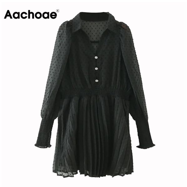 aachoae women elegant dot embroidery chiffon mini dress puff long sleeve pleated party dress female elastic waist chic dresses 210413, Black;gray
aachoae women elegant dot embroidery chiffon mini dress puff long sleeve pleated party dress female elastic waist chic dresses 210413, Black;gray