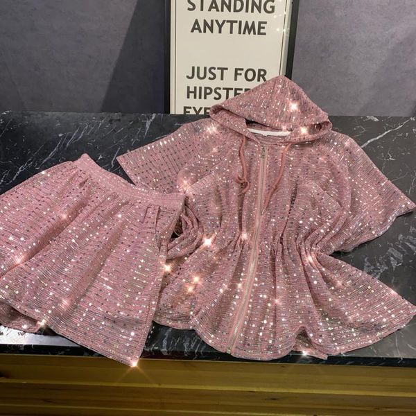 full-body sequined mesh short-sleeved hoodie + shiny shorts two-piece suit female 0502 two piece dress, White
full-body sequined mesh short-sleeved hoodie + shiny shorts two-piece suit female 0502 two piece dress, White