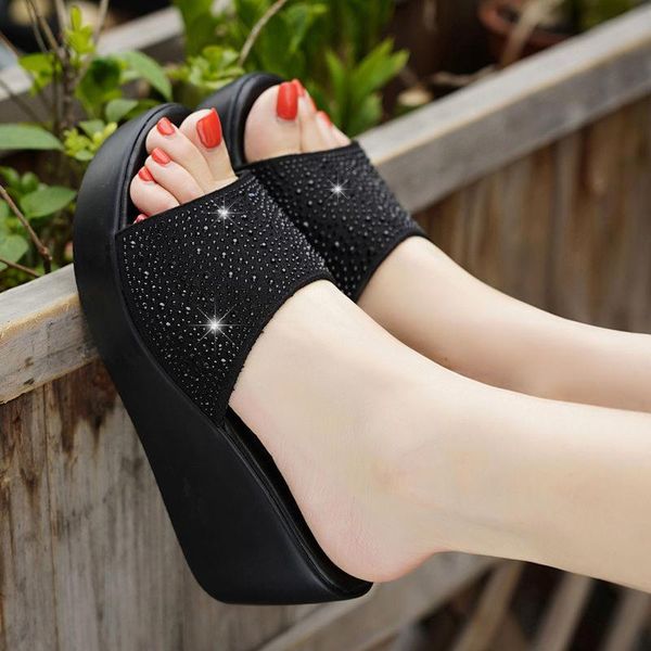 slippers 2021 shoes woman bling wedges high heel round toe flip flop slides women home, Black
slippers 2021 shoes woman bling wedges high heel round toe flip flop slides women home, Black