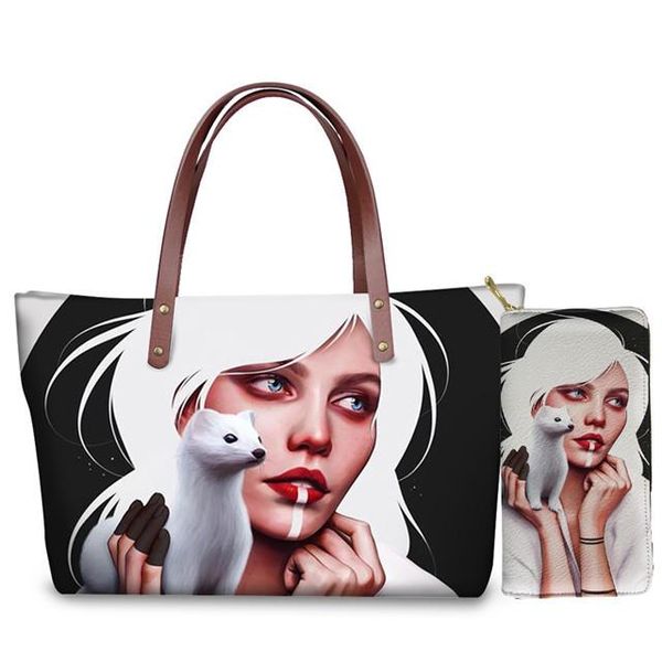 brand custom mode design luxury hand bags women 3d black art magic girl print 2pcs/set handbag&wallet females handle bag duffel
brand custom mode design luxury hand bags women 3d black art magic girl print 2pcs/set handbag&wallet females handle bag duffel