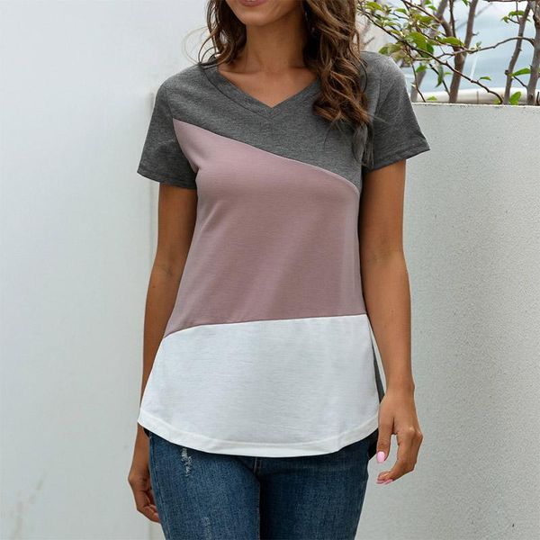women's t-shirt summer casual t shirt women harajuku contrast color patchwork v neck plus size short sleeve tee female loose, White
women's t-shirt summer casual t shirt women harajuku contrast color patchwork v neck plus size short sleeve tee female loose, White