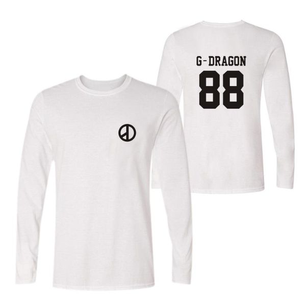 men's t-shirts trendy novelty g-dragon bigbang print tees simple style long sleeve o-neck t shirts boys/girls casual sweatshirts, White;black 
men's t-shirts trendy novelty g-dragon bigbang print tees simple style long sleeve o-neck t shirts boys/girls casual sweatshirts, White;black