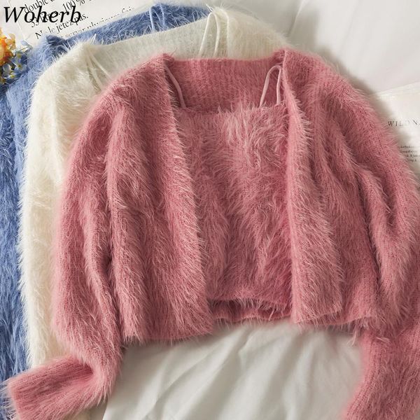 women's knits & tees woherb spring autumn sweater coat women cardigan knitted camisole two-piece all-match solid color short jumper, White
women's knits & tees woherb spring autumn sweater coat women cardigan knitted camisole two-piece all-match solid color short jumper, White