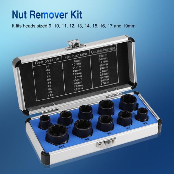 professional hand tool sets 10pcs 9-19mm broken bolt removal kit damaged nut remover stud extractor set l23
professional hand tool sets 10pcs 9-19mm broken bolt removal kit damaged nut remover stud extractor set l23