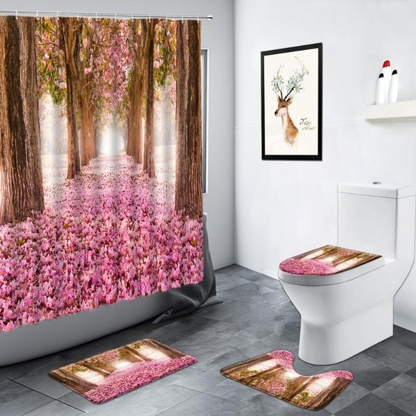shower curtains forest pink flowers curtain trees autumn scenery bathroom decor carpet set non-slip foot rug toilet cover bath mats
shower curtains forest pink flowers curtain trees autumn scenery bathroom decor carpet set non-slip foot rug toilet cover bath mats