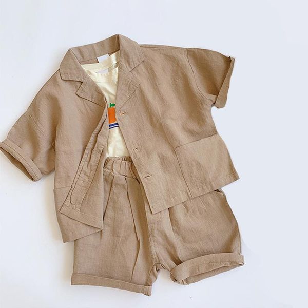 boy clothing set kids single-breasted shirt + shorts 2-piece of summer solid color short-sleeve casual children's sets, White
boy clothing set kids single-breasted shirt + shorts 2-piece of summer solid color short-sleeve casual children's sets, White
