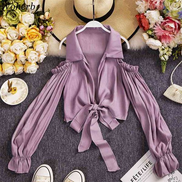 women blouses long sleeve off shoulder bandage crop shirt blusas summer solid all match shirts 210519, White
women blouses long sleeve off shoulder bandage crop shirt blusas summer solid all match shirts 210519, White
