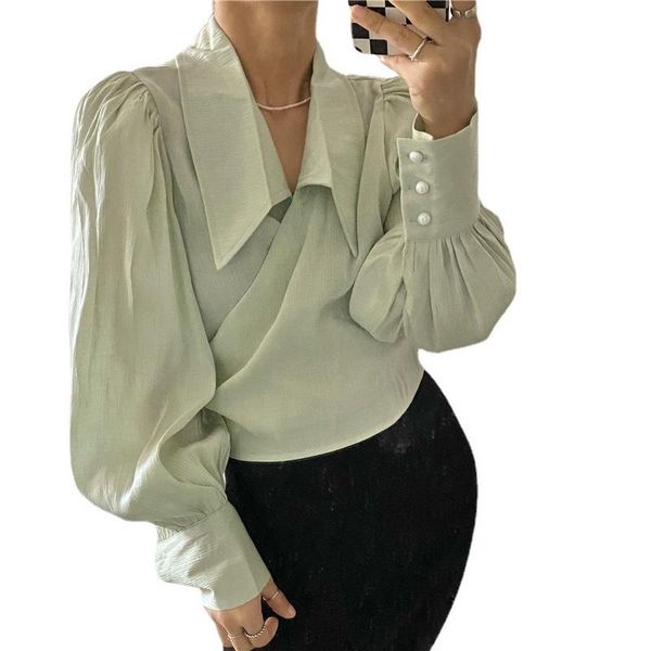 women's blouses & shirts solid color women crop full sleeve blouse lapel pearl button office lady 2021 autumn club party streetwear clo, White
women's blouses & shirts solid color women crop full sleeve blouse lapel pearl button office lady 2021 autumn club party streetwear clo, White
